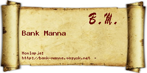 Bank Manna névjegykártya